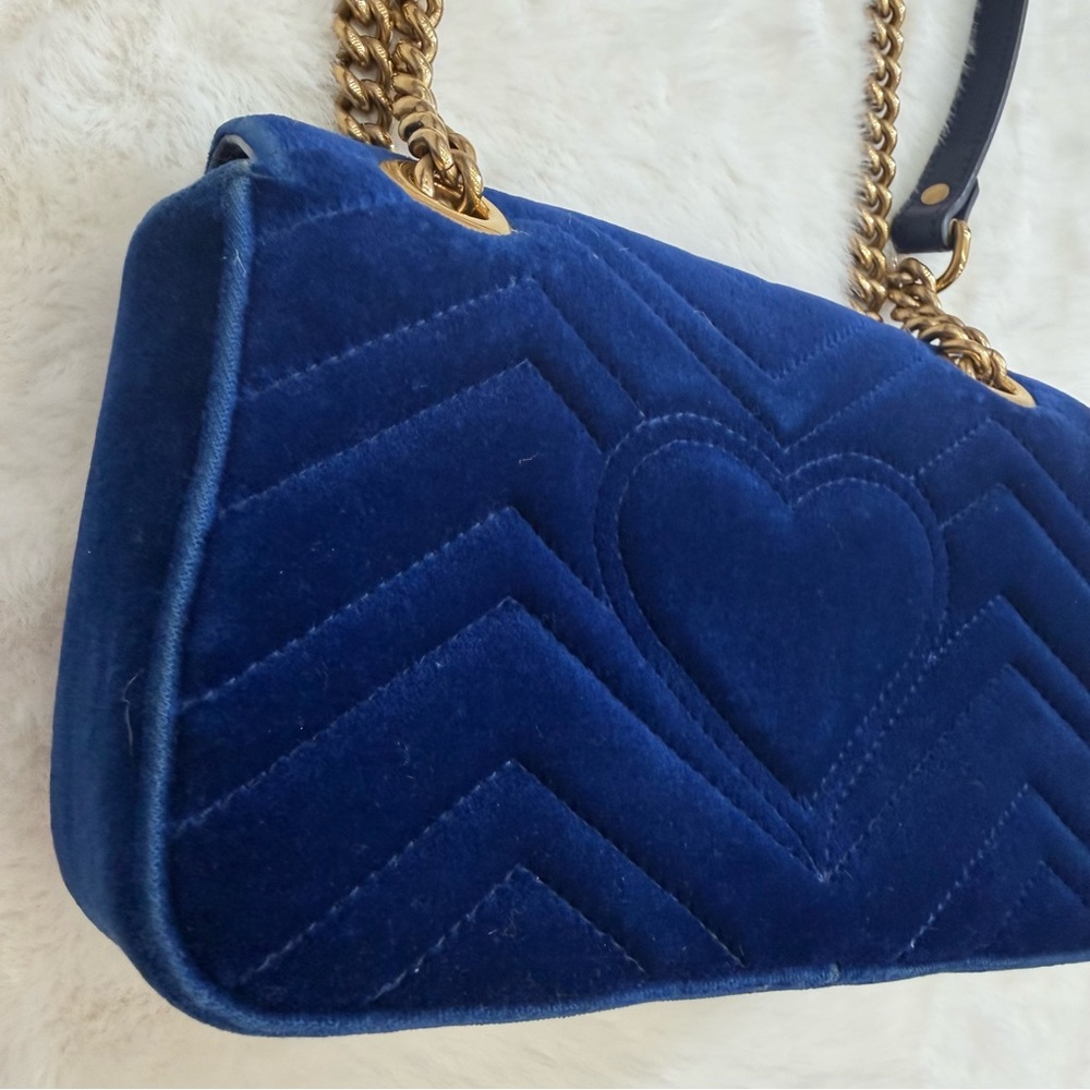 GUCCI Blue Marmont Quilted Crossbody/Shoulder Bag - Picture 11 of 13